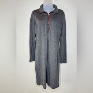 Lauren Ralph Lauren Gray Lamb Leather Elbow Patch Zip Long‎ Sleeve Dress Size 10